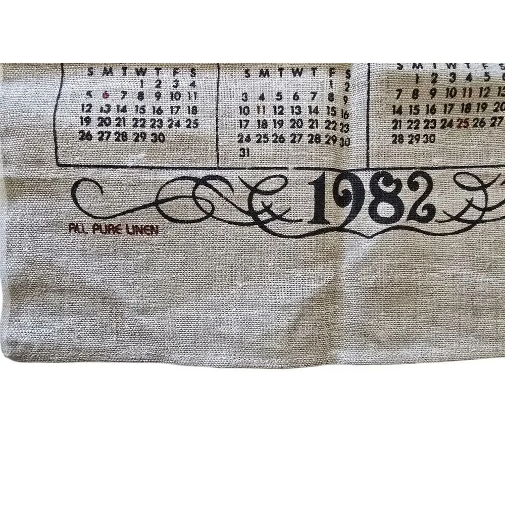 1982 Vintage Linen Hanging Wall Calendar 16
